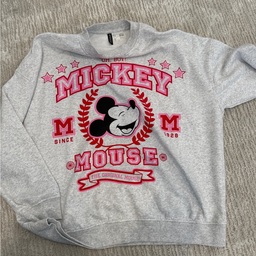 Disney Gray and Pink Mickey Mouse Sweatshirt